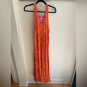 Free People Intimates Orange and Pink Printed Maxi Dress
